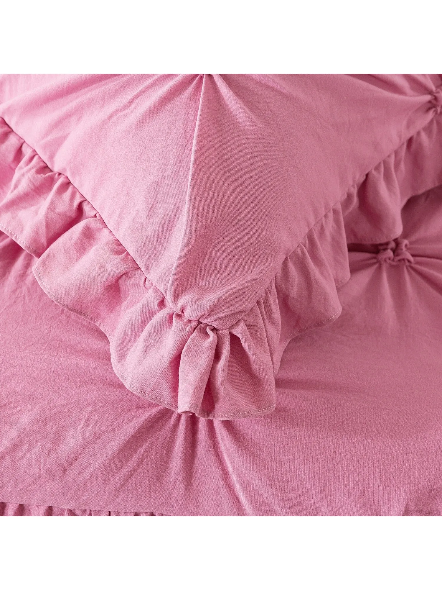 4/5 Piece Pintuck Ruffle Skirt Bedspread Set with a Fluffy Rug