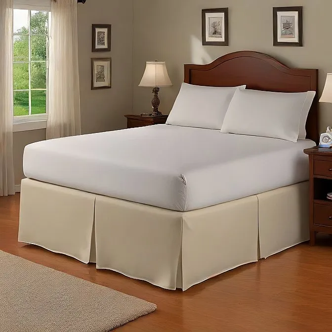 8 Inches Drop Bed Skirt Ivory Solid Egyptian Cotton 1000TC