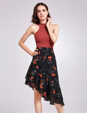 Alisapan Floral Print High Waisted Midi Skirt AS01134