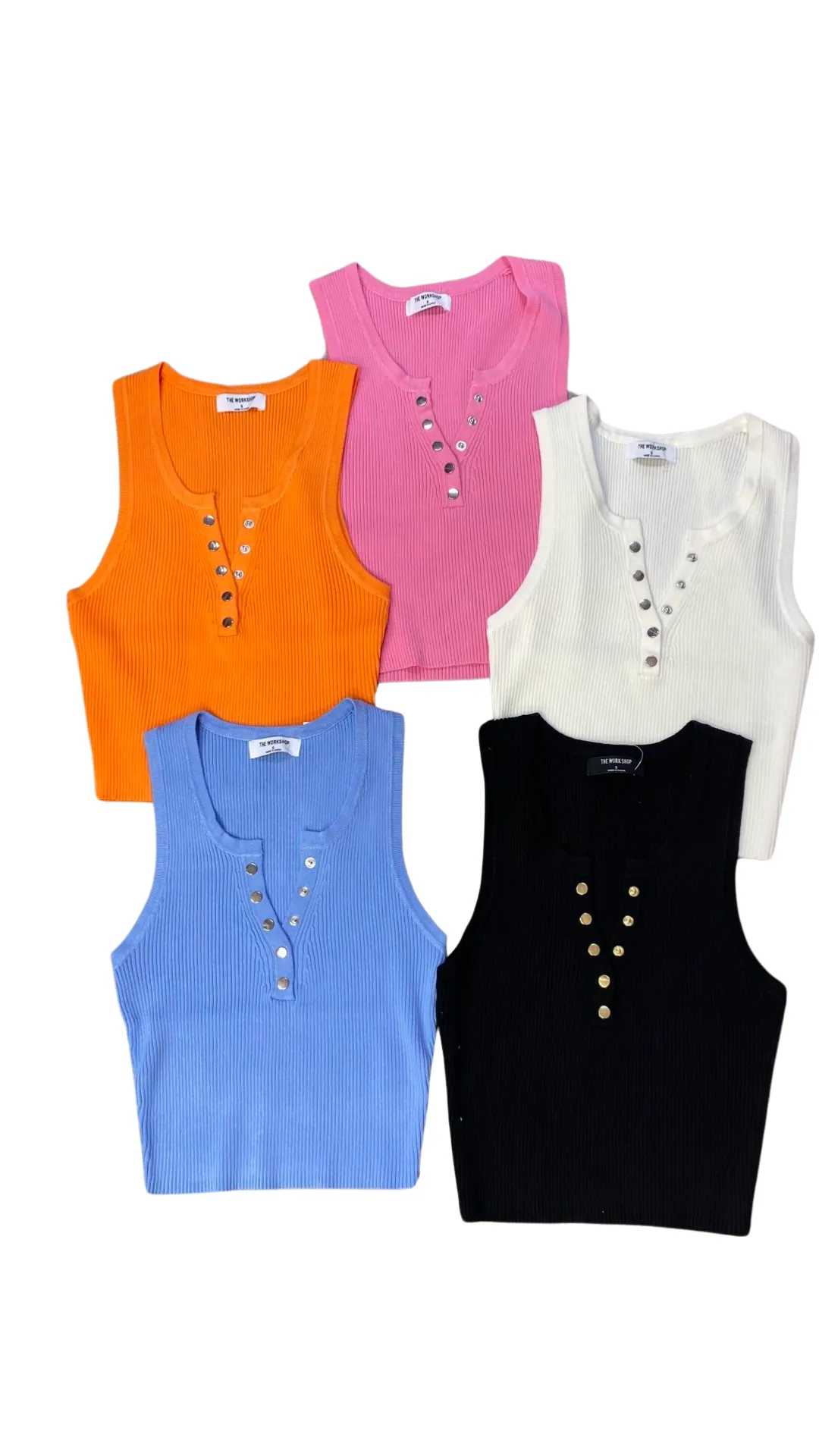 Apparel- The Workshop Ribbed Button Up Crop Tank