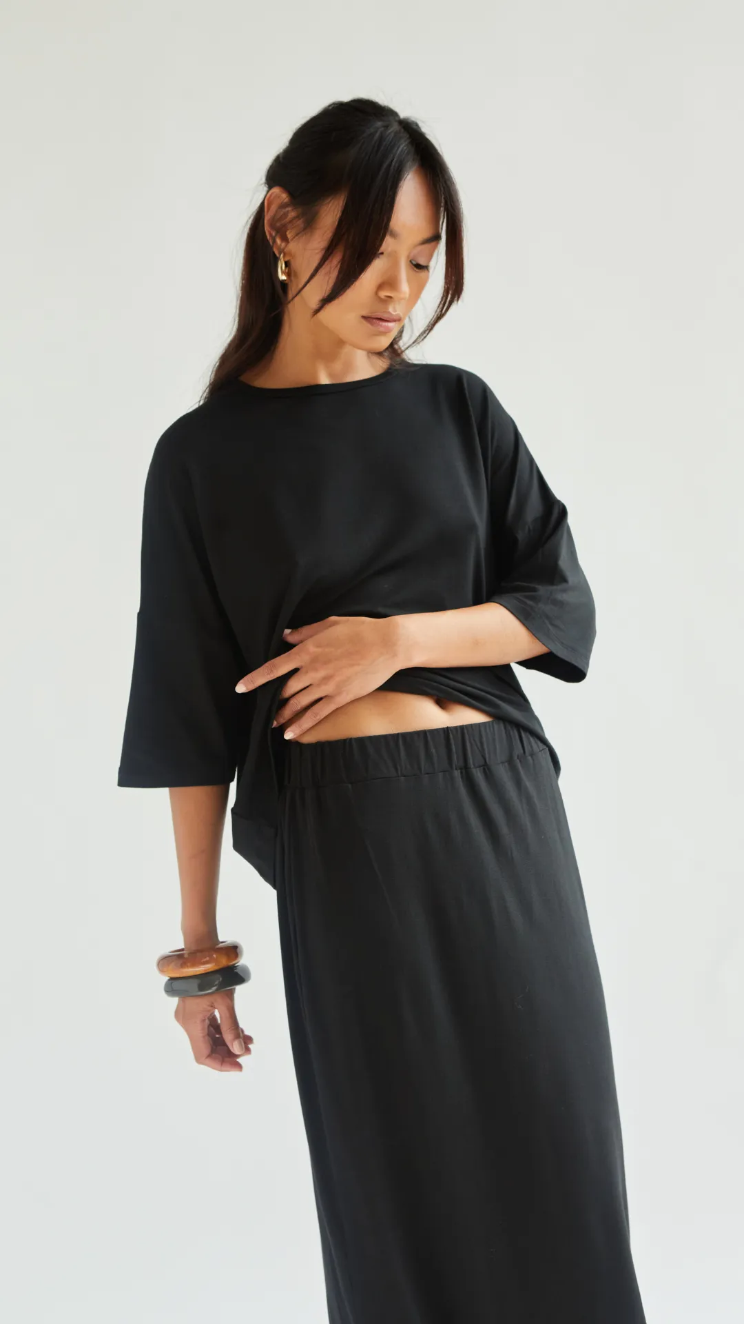 ARIA JERSEY SKIRT - BLACK