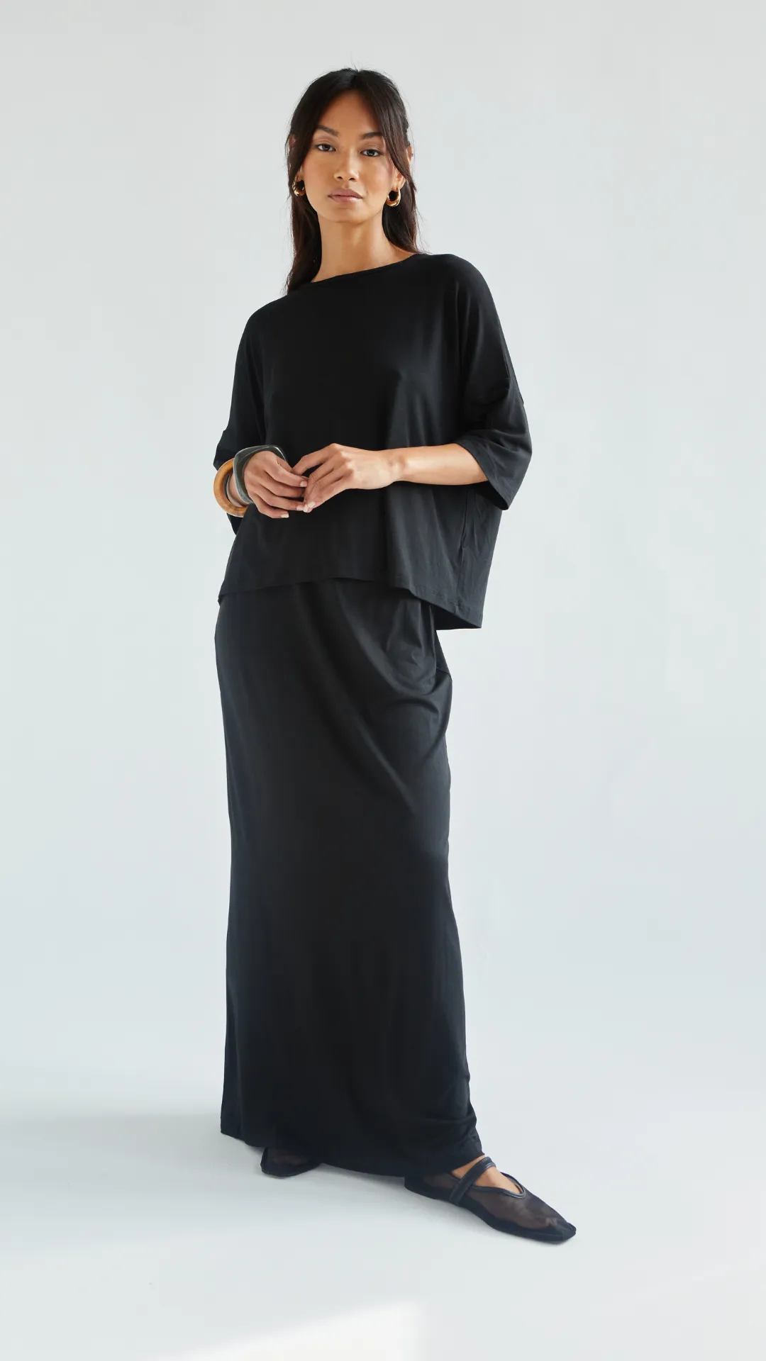 ARIA JERSEY SKIRT - BLACK