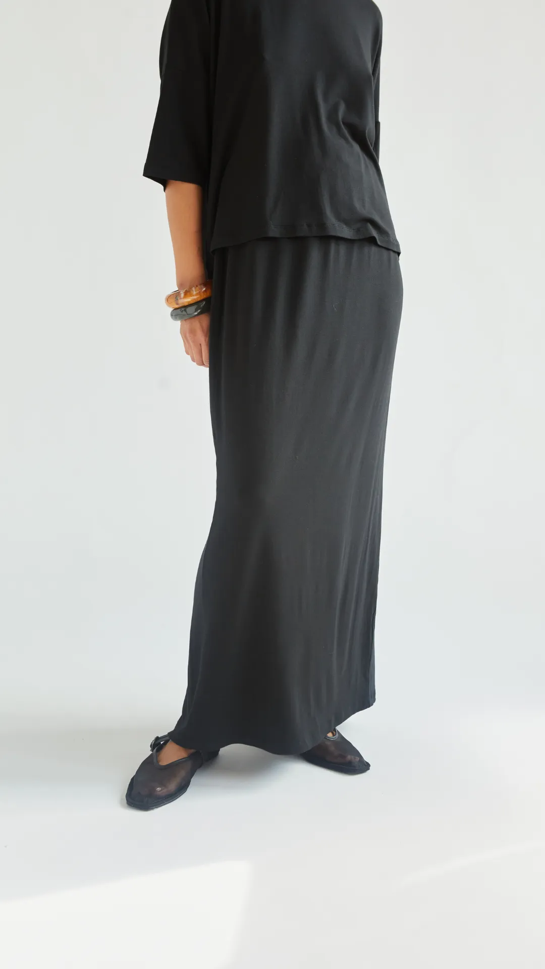 ARIA JERSEY SKIRT - BLACK