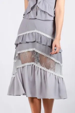 AW'18 Lace Panel Skater Skirt - Gray