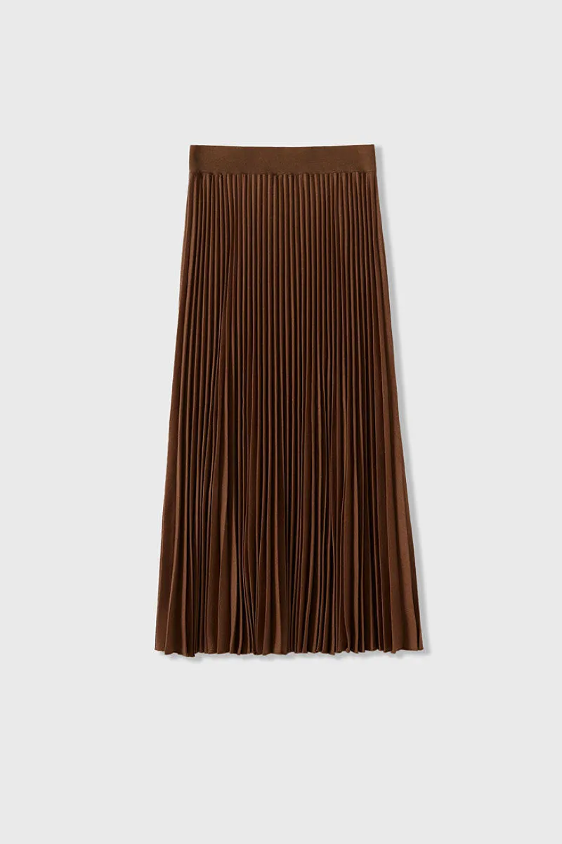 Black Wool Blend Maxi Pleated Skirt