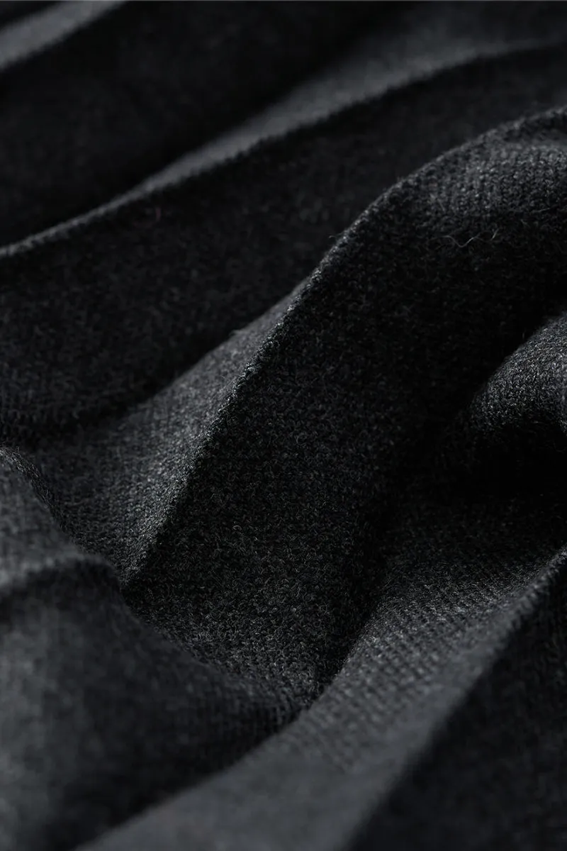 Black Wool Blend Maxi Pleated Skirt