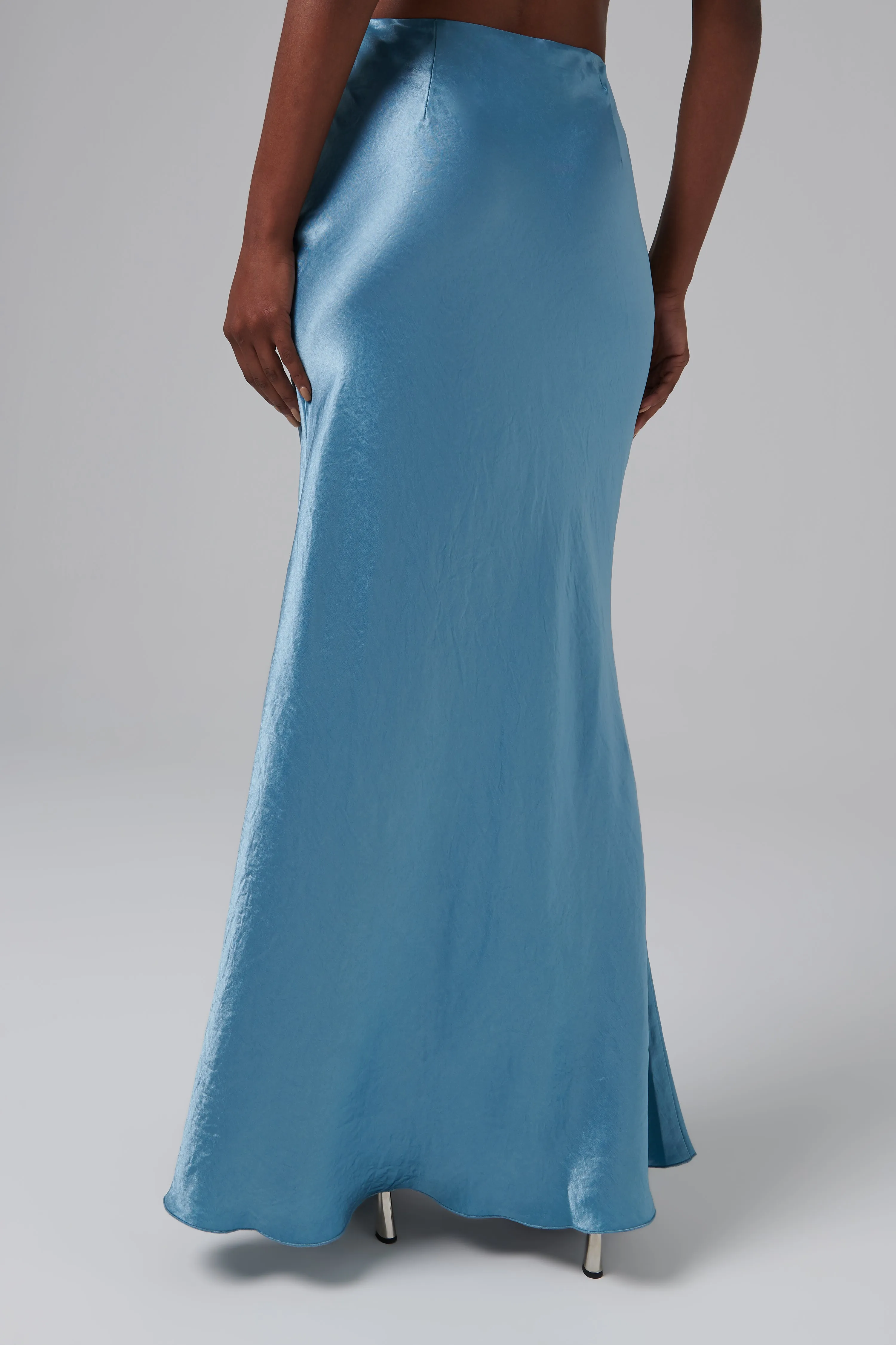 Blue Fea Fluted Maxi Skirt