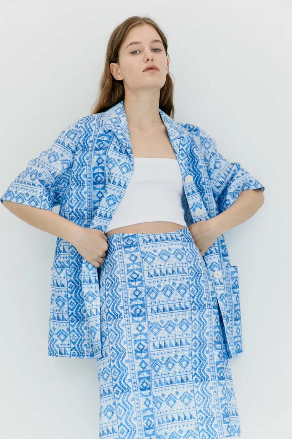 Carry Classic Blue Linen Skirt