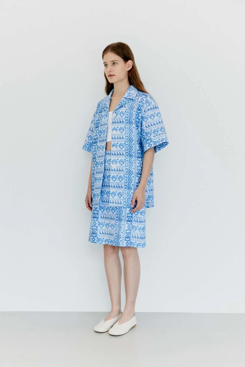 Carry Classic Blue Linen Skirt