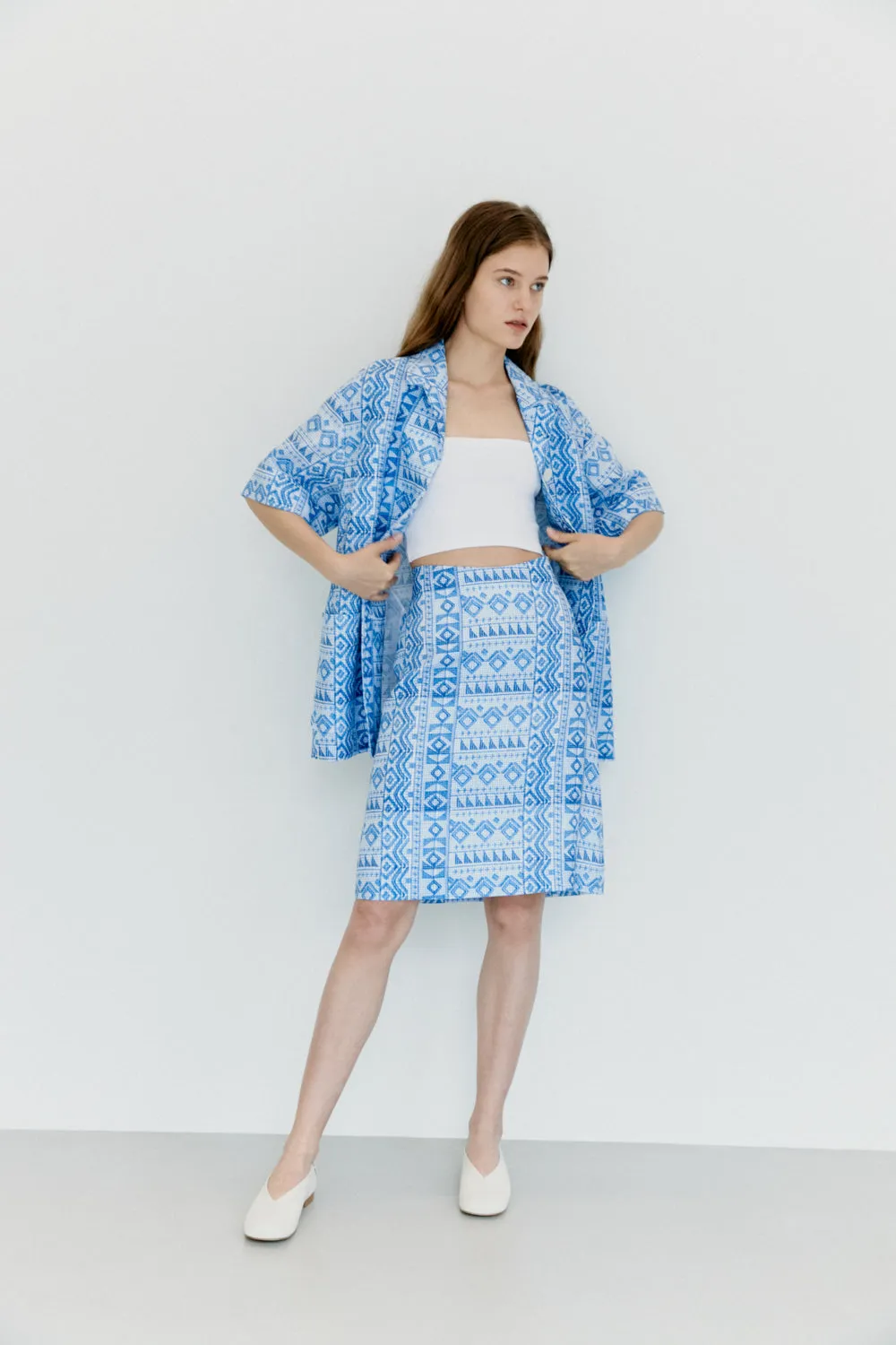 Carry Classic Blue Linen Skirt