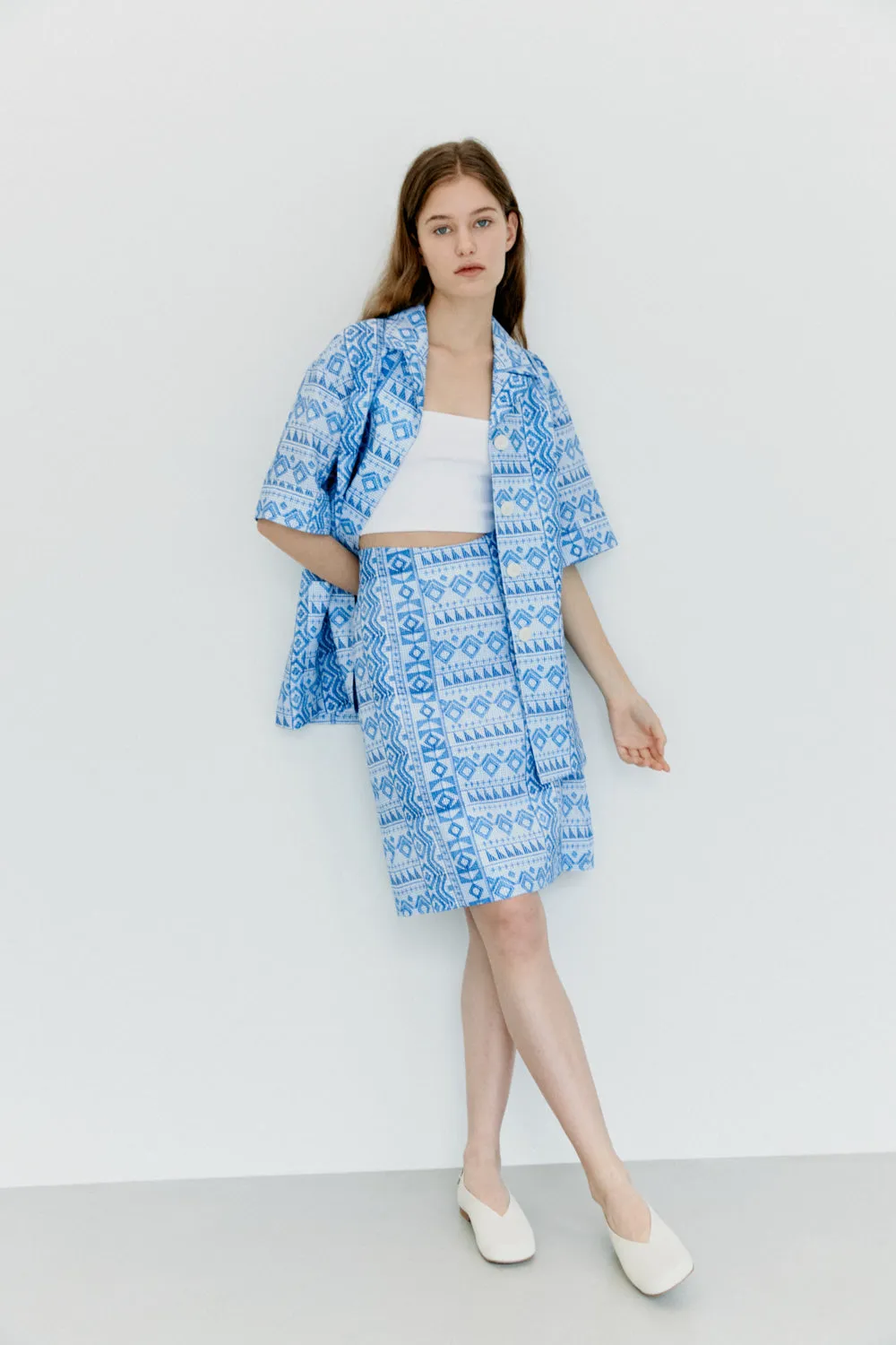Carry Classic Blue Linen Skirt