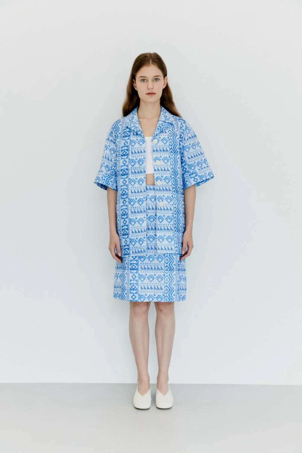 Carry Classic Blue Linen Skirt