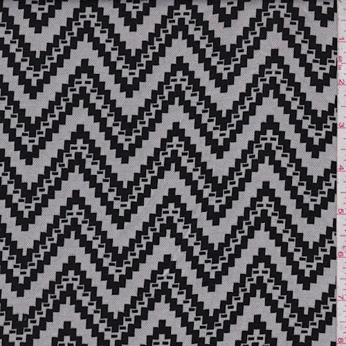 Chalk/Black Jagged Chevron Jacquard Double Knit Fabric