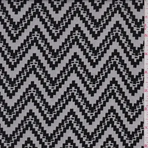 Chalk/Black Jagged Chevron Jacquard Double Knit Fabric