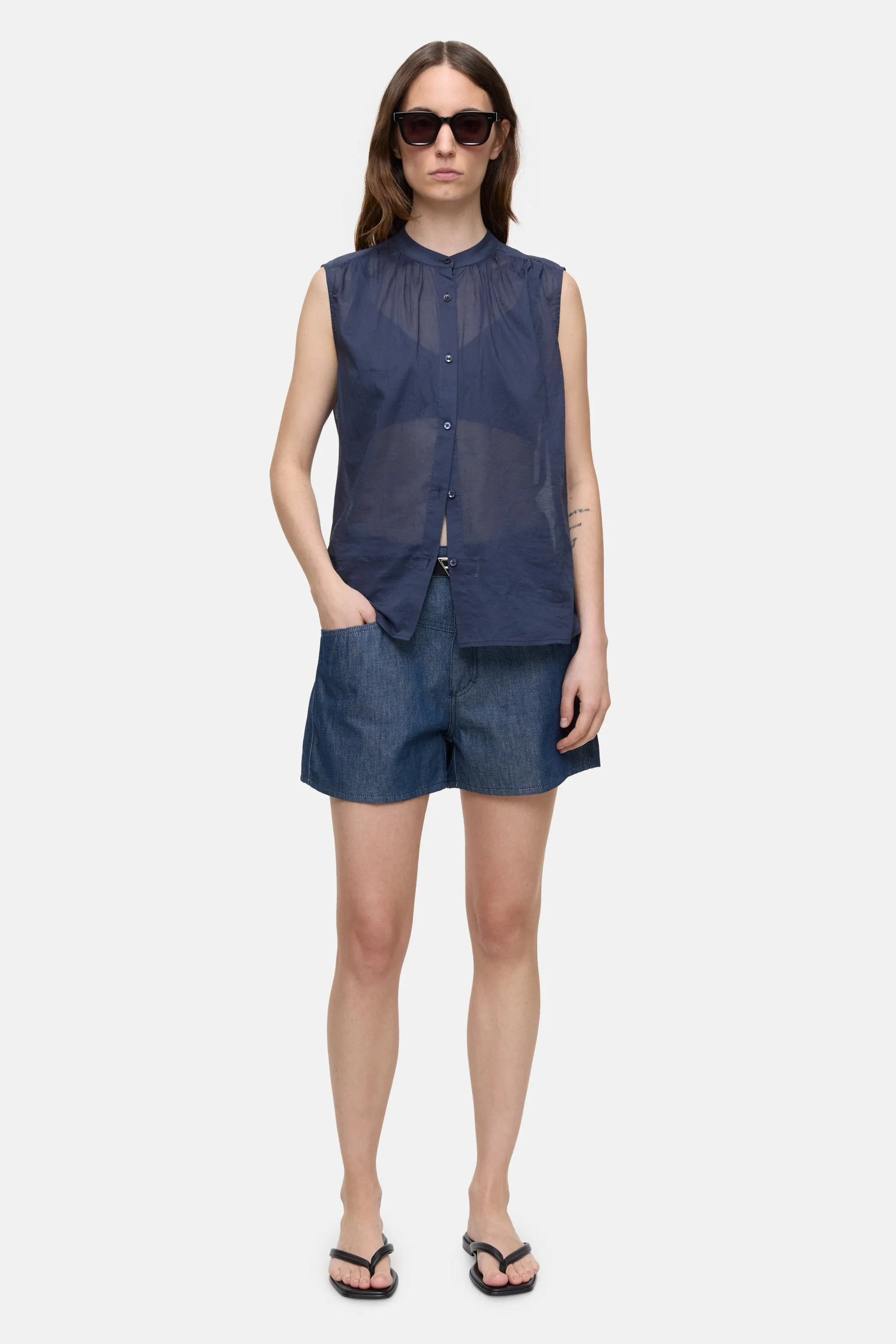 CLOSED WOMENS COTTON VOILE BLOUSE - 2 COLORS