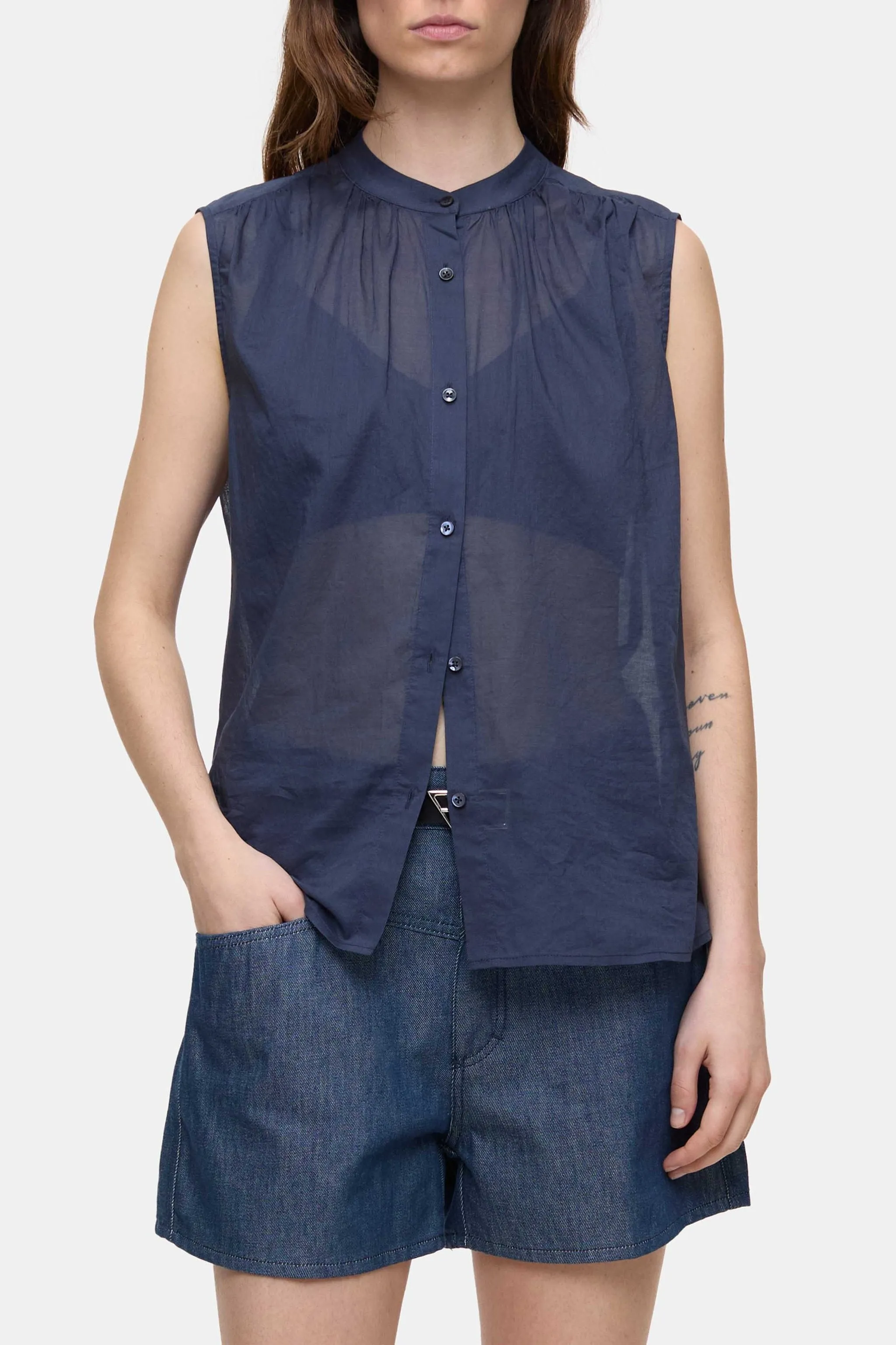 CLOSED WOMENS COTTON VOILE BLOUSE - 2 COLORS