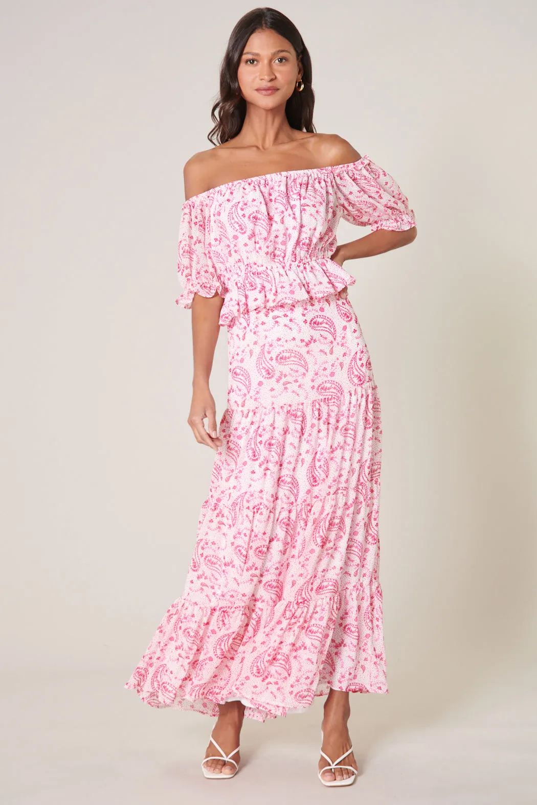 Corinna Paisley Bellingham Tiered Maxi Skirt