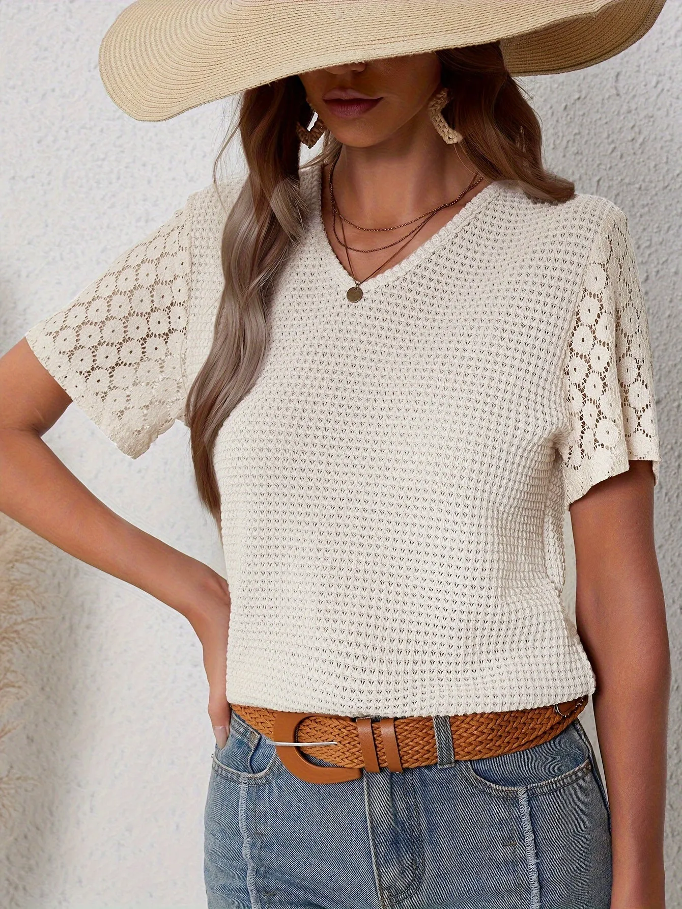 Eleanor™ | Feminine Chic Contrast Lace T-Shirt
