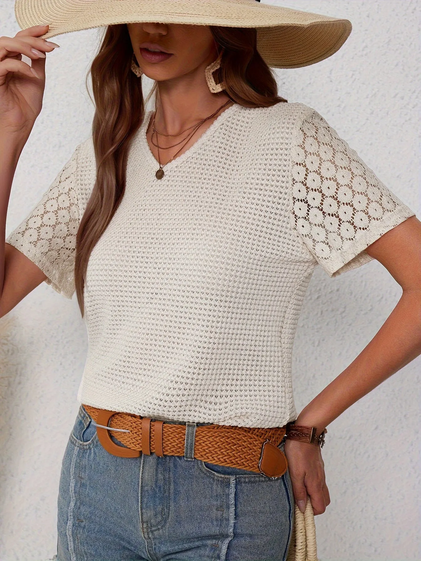 Eleanor™ | Feminine Chic Contrast Lace T-Shirt
