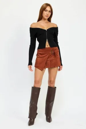 Emory Park Wrapped Buckle Belt Mini Skirt