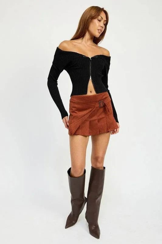 Emory Park Wrapped Buckle Belt Mini Skirt