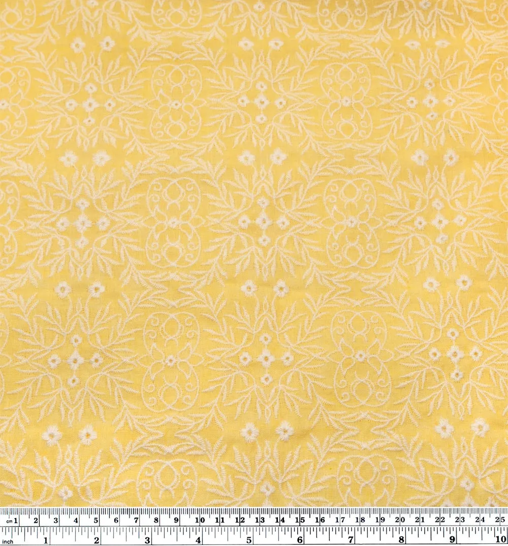 Enchanted Forest Embroidered Voile - Lemon Drop
