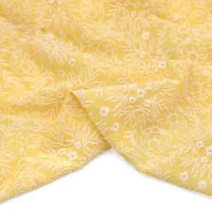 Enchanted Forest Embroidered Voile - Lemon Drop