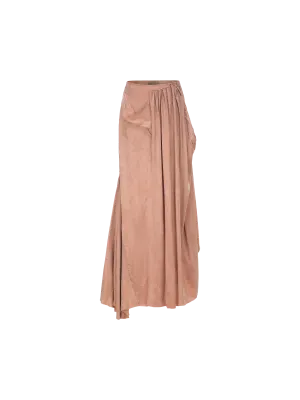 Flesh Folded Pleated Mid-Length Skirt