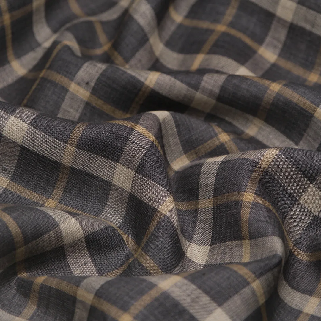Fossil Plaid Yarn Dyed Linen - Slate