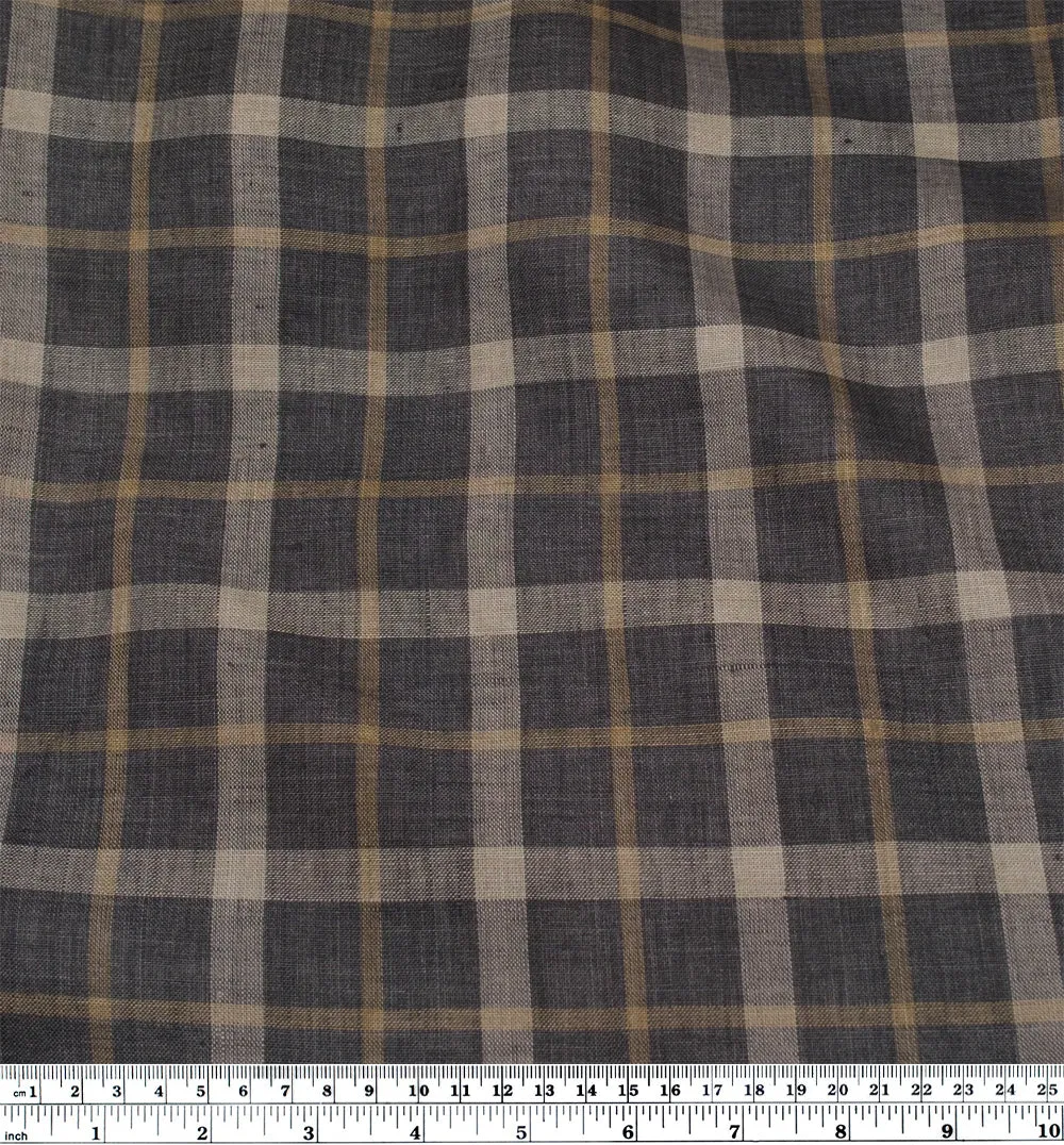 Fossil Plaid Yarn Dyed Linen - Slate