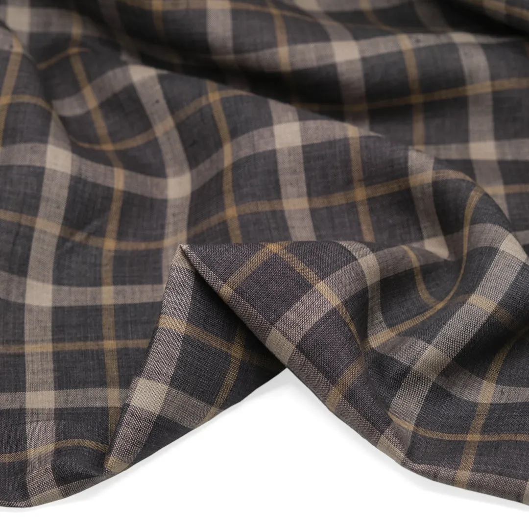 Fossil Plaid Yarn Dyed Linen - Slate
