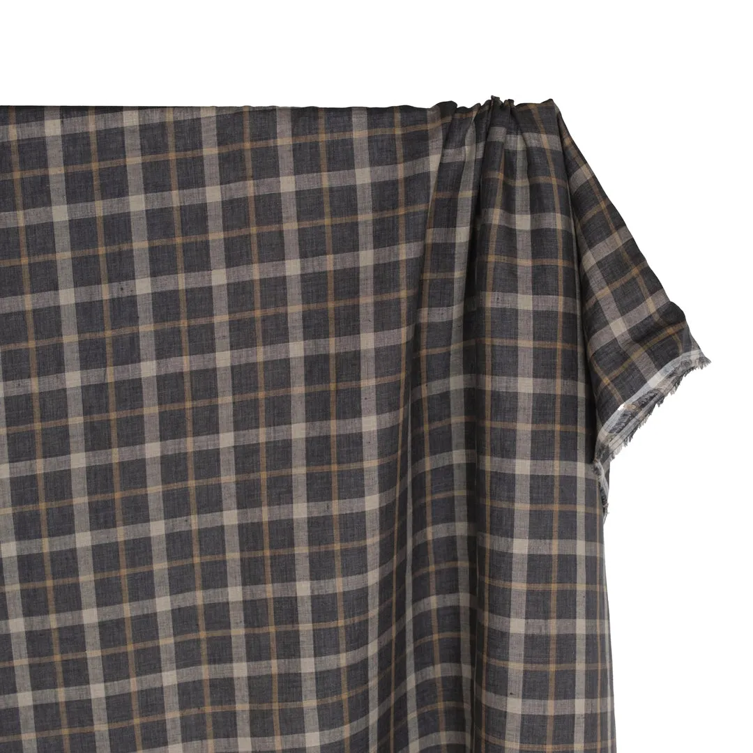 Fossil Plaid Yarn Dyed Linen - Slate