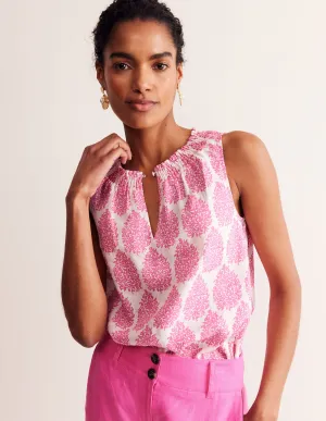 Georgia Linen Sleeveless Top-Sangria Sunset, Floret Paisley