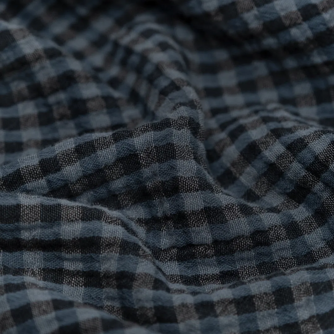 Gingham Organic Cotton Double Gauze - Ocean/Midnight Blue