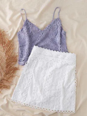 Guipure Lace Overlay Skirt