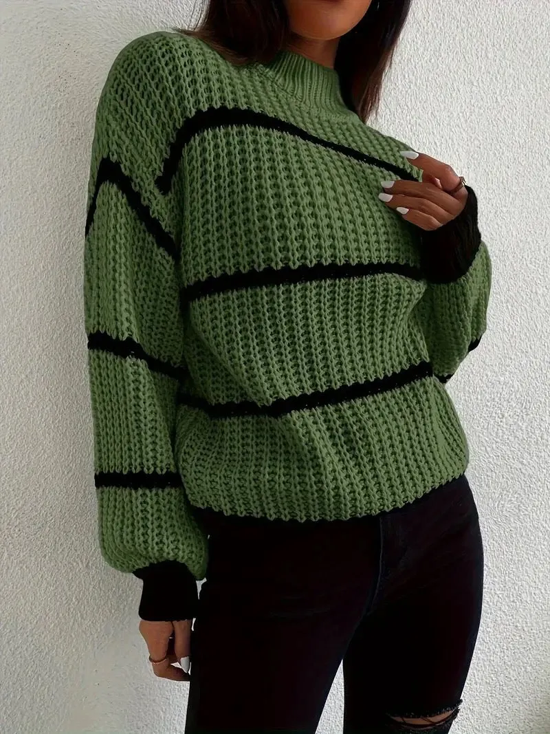 Ivyshape | Cozy Striped Sweater