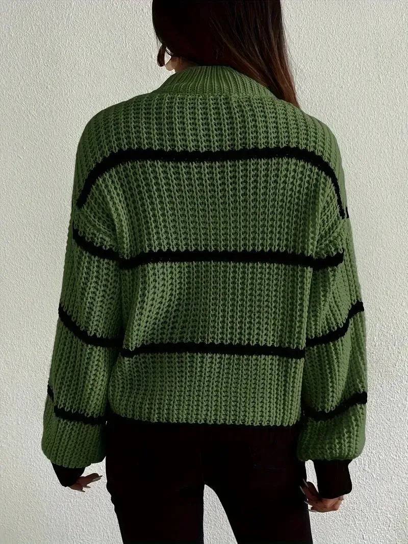 Ivyshape | Cozy Striped Sweater