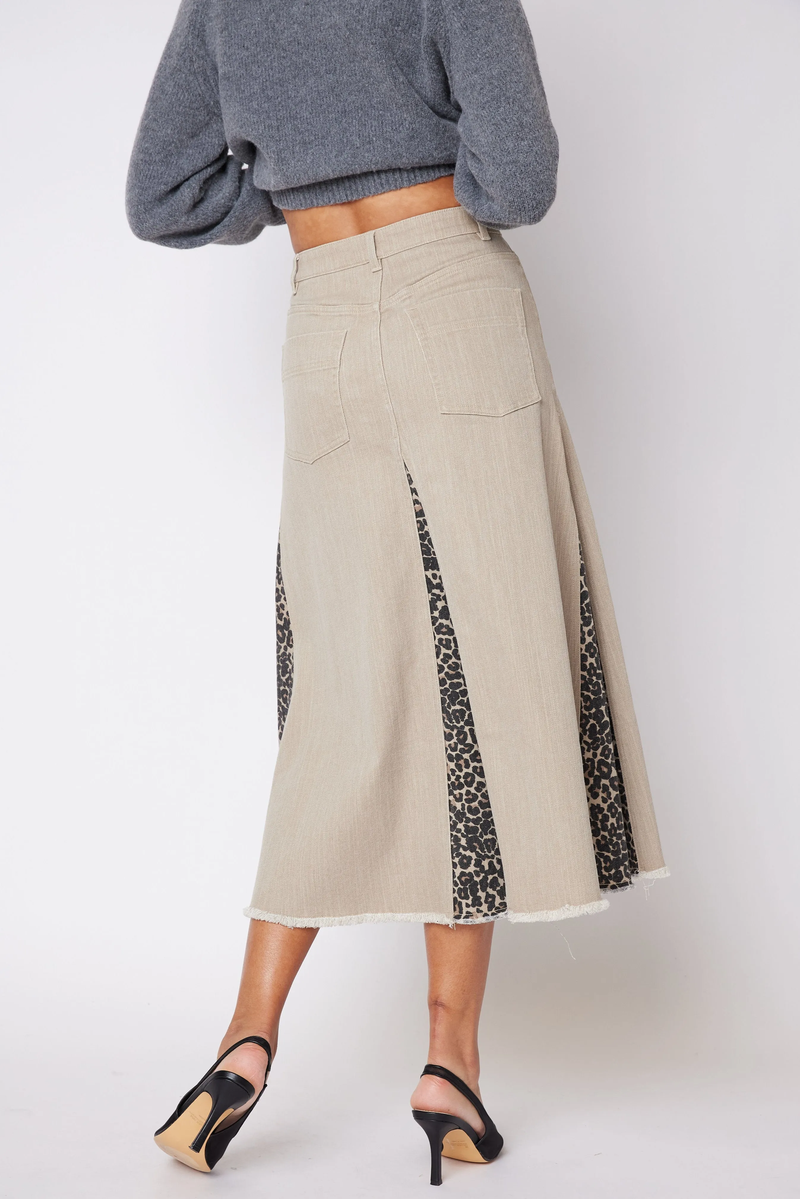 Joyce Leopard Paneled Skirt