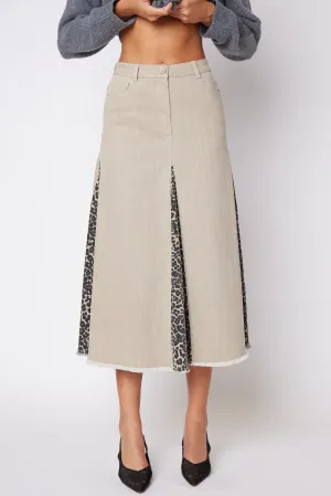 Joyce Leopard Paneled Skirt