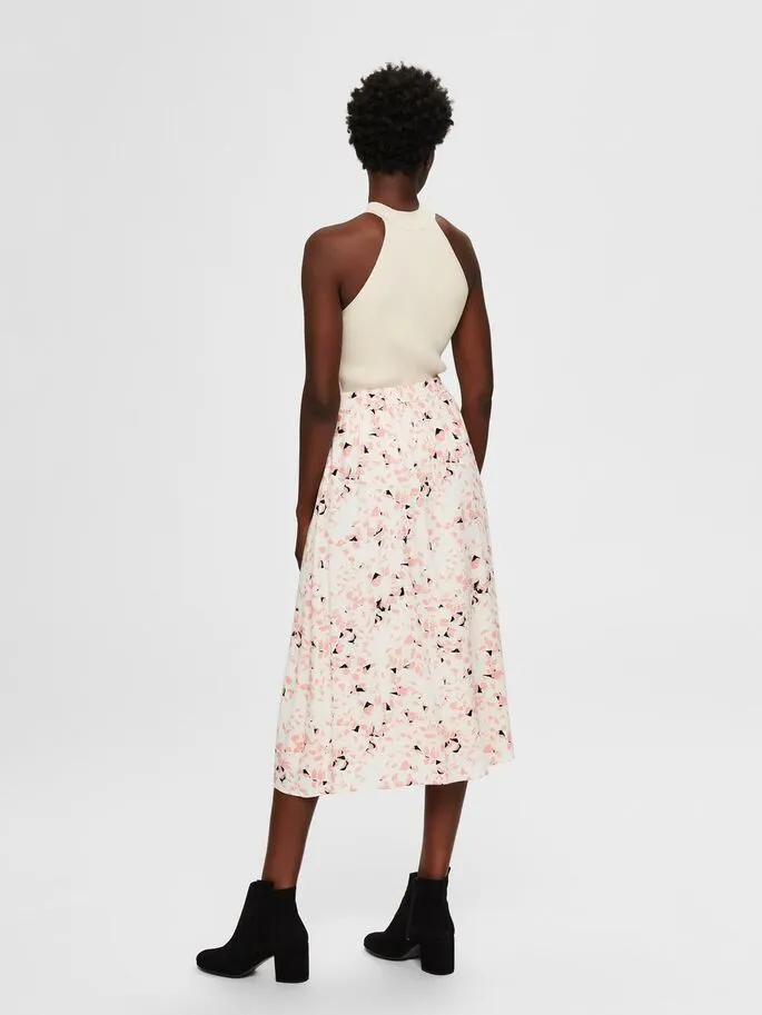 Light Pink Printed Midi Skirt