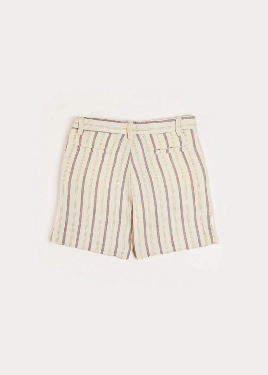Light Striped Linen Shorts in Beige (4-10yrs)