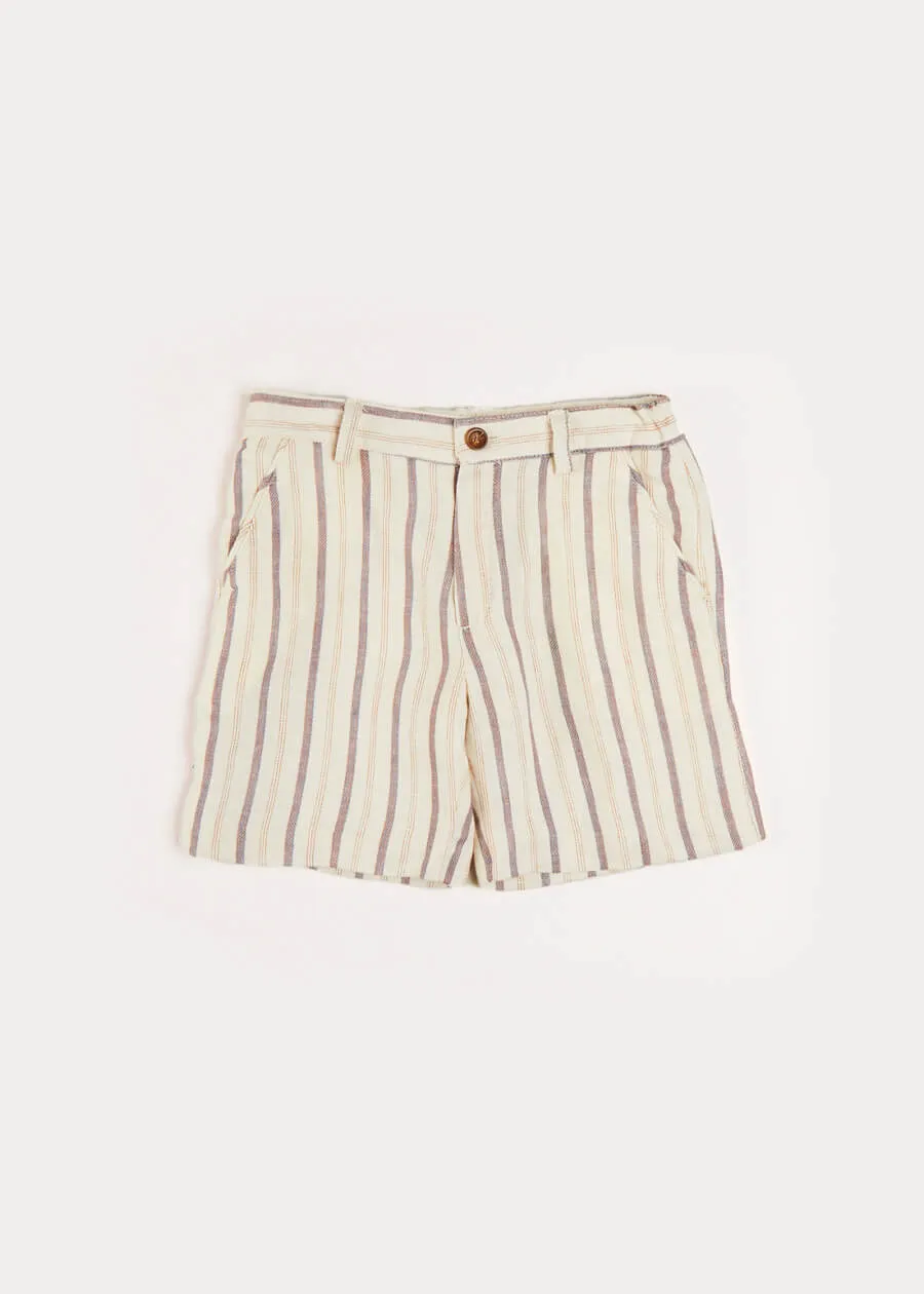 Light Striped Linen Shorts in Beige (4-10yrs)