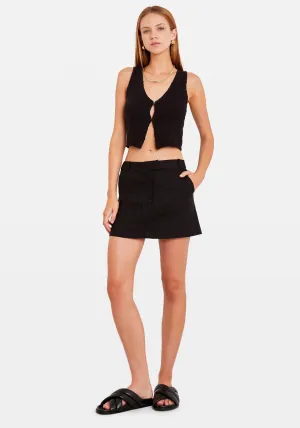 LINEN MICRO MINI SKIRT BLK