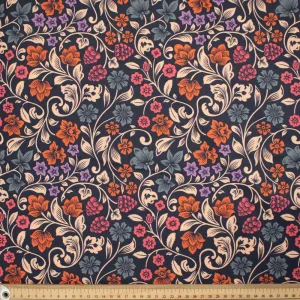 Maurice Style Collection #13 Multi Colour Floral Vines on Navy Cotton Prints