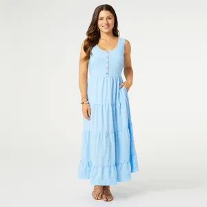 Meadow Gauze Tiered Tank Dress - Blue