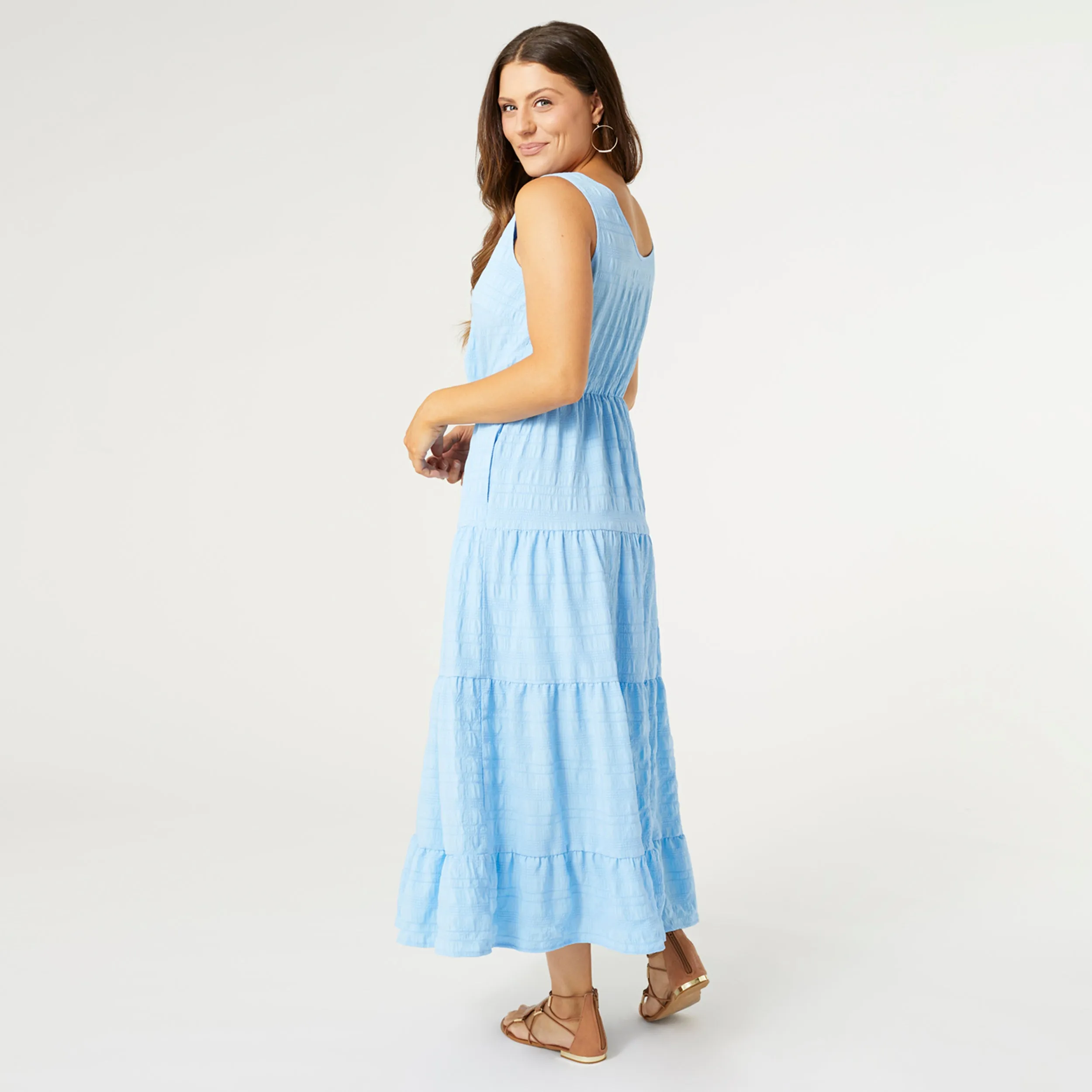 Meadow Gauze Tiered Tank Dress - Blue