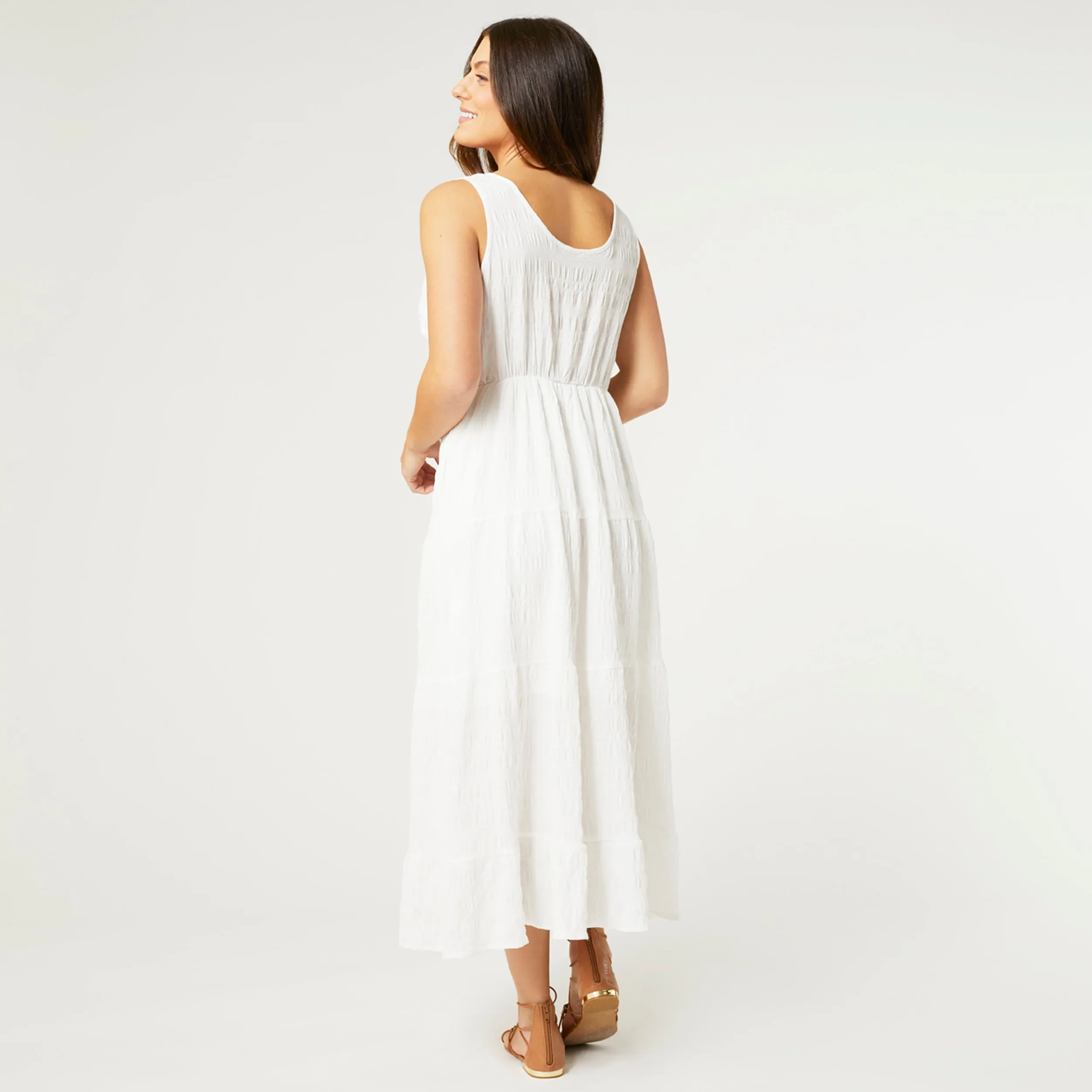 Meadow Gauze Tiered Tank Dress - White