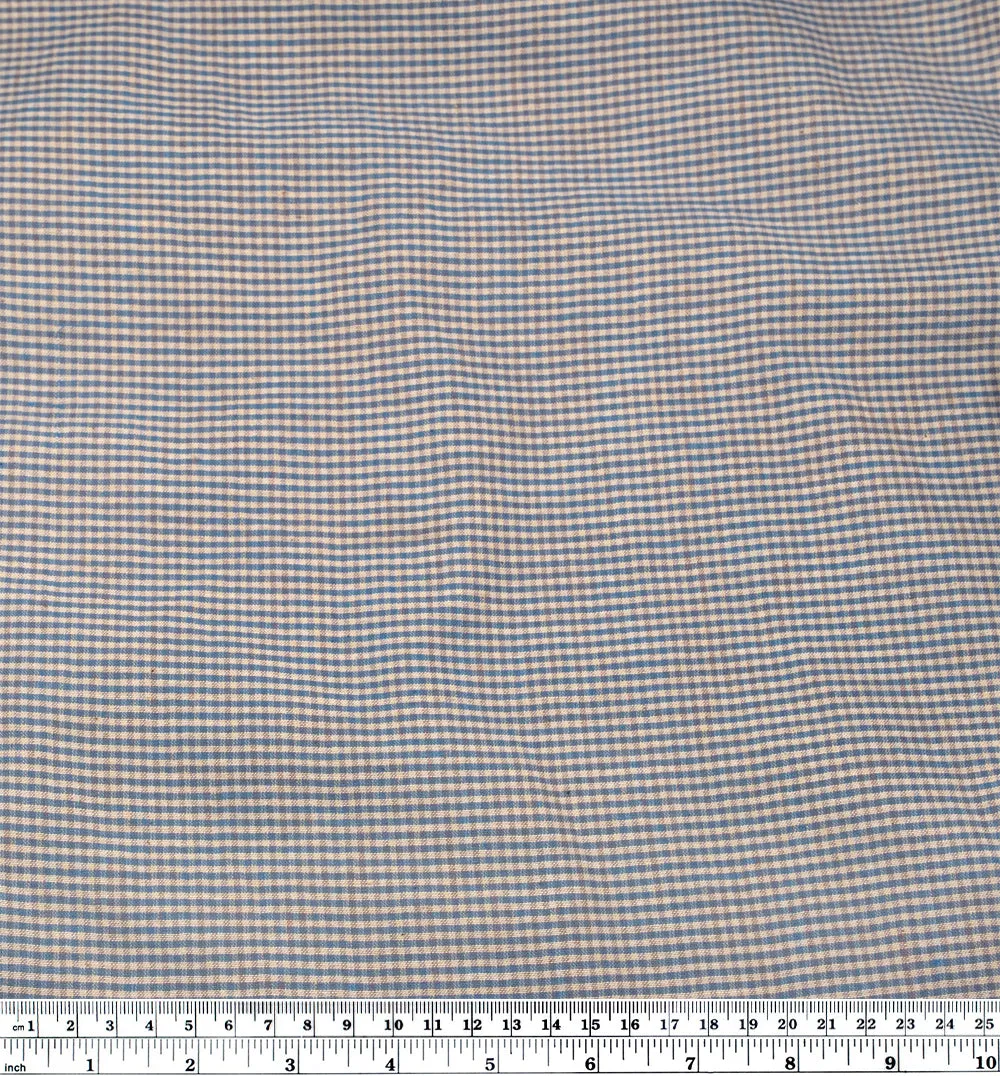 Micro Gingham Lightweight Handwoven Cotton - Slate Blue/Cream