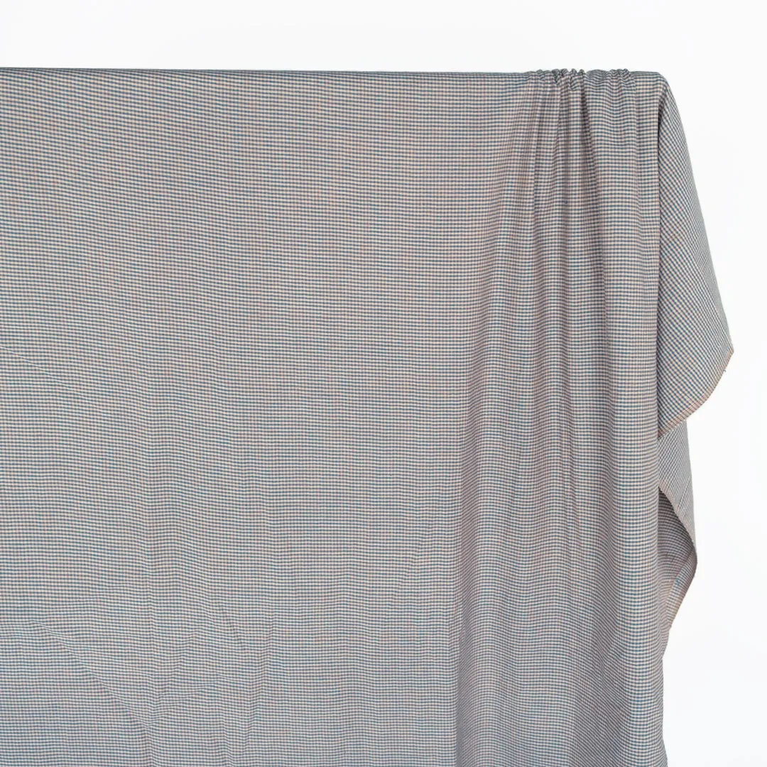 Micro Gingham Lightweight Handwoven Cotton - Slate Blue/Cream