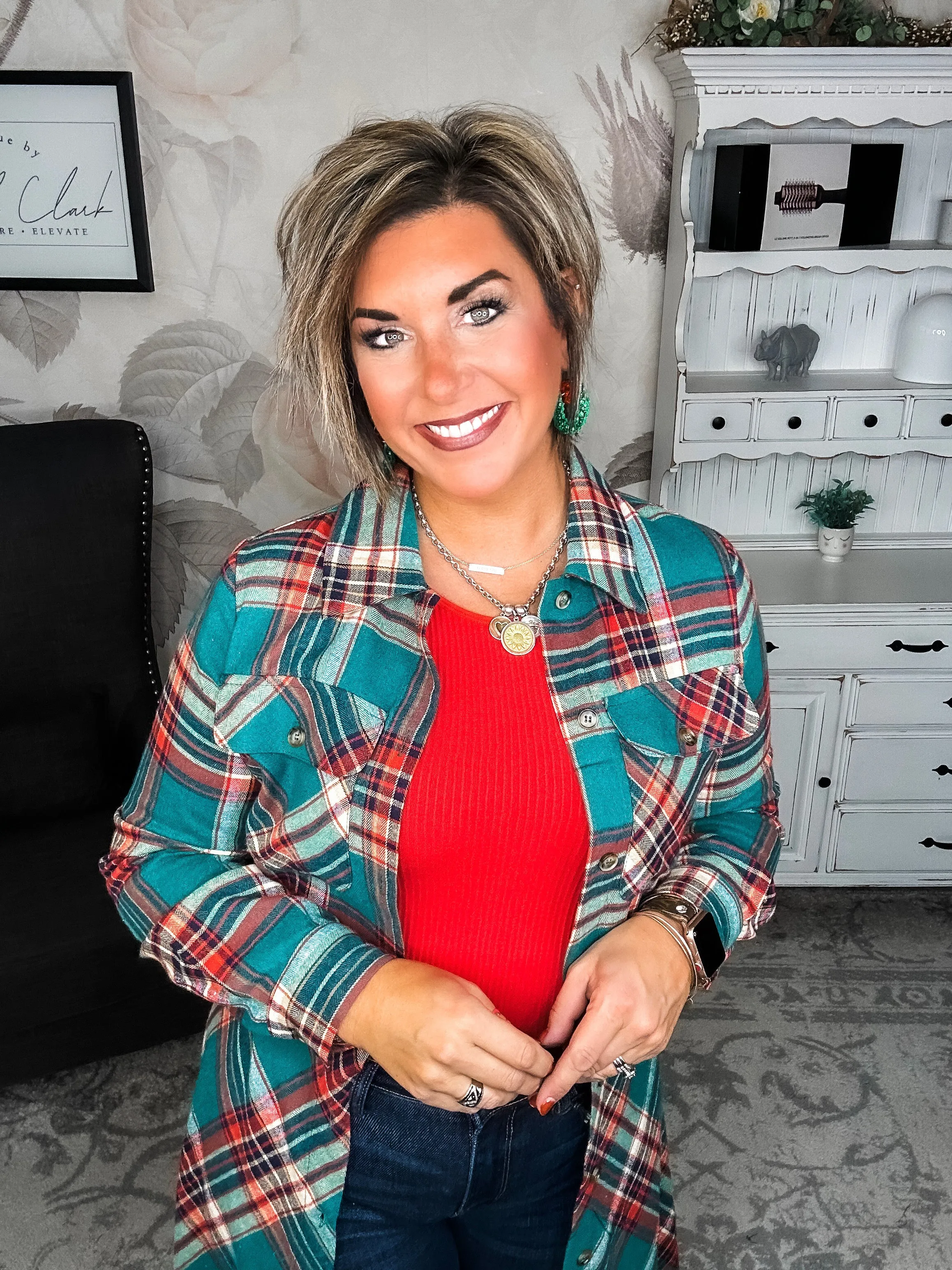 Moving on Up Button Down Dress - Green